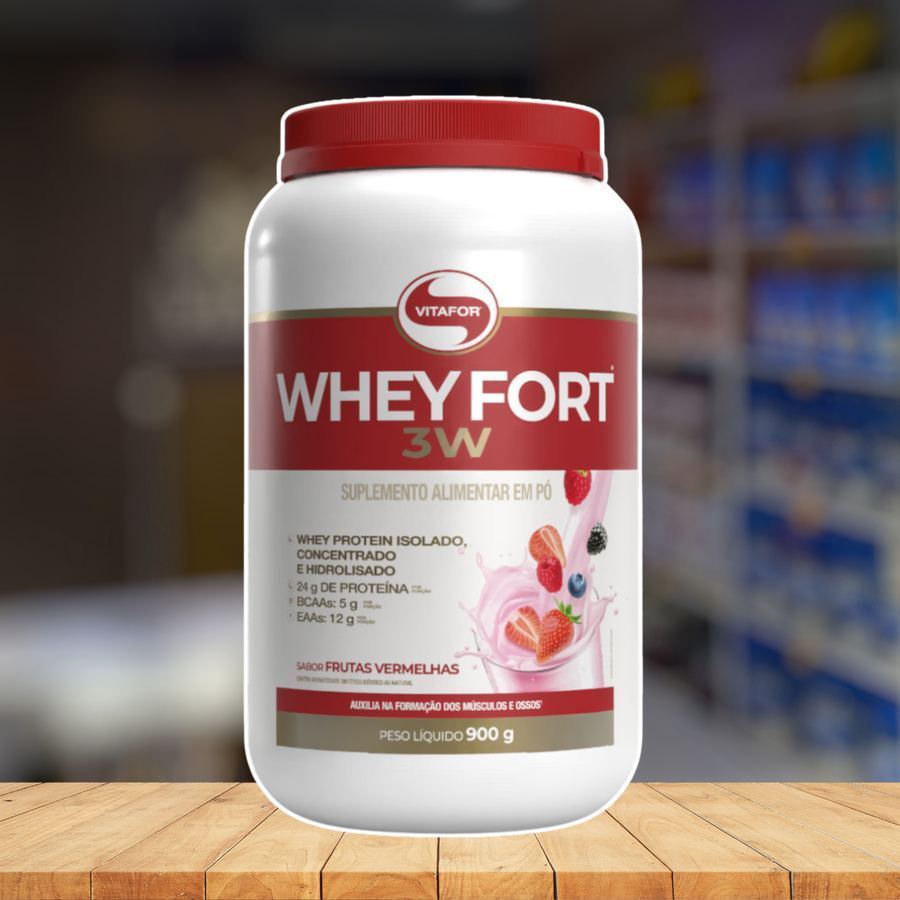 WHEY FORT 3W FRUTAS VERMELHAS VITAFOR 900G