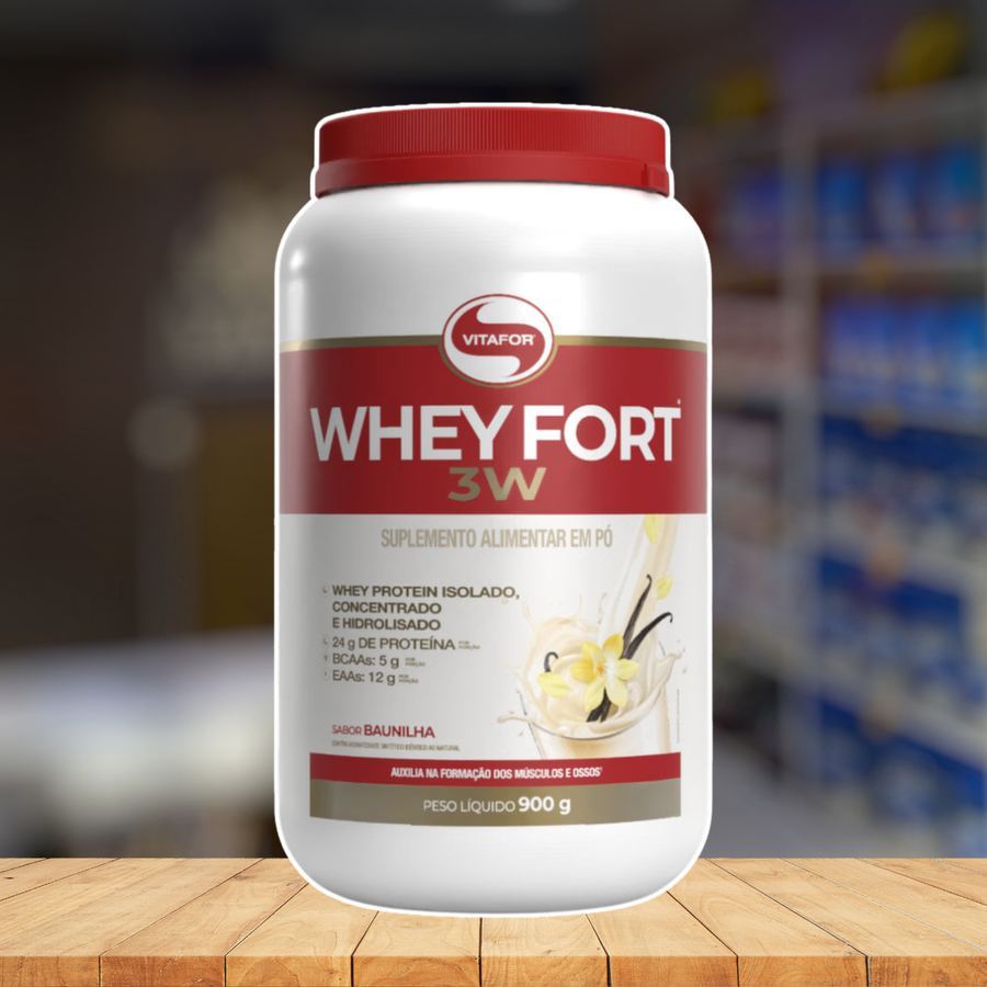 WHEY FORT 3W BAUNILHA VITAFOR 900G