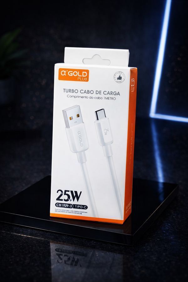 Cabo USB Tipo-C 25W (1 metro) – αGold Plus