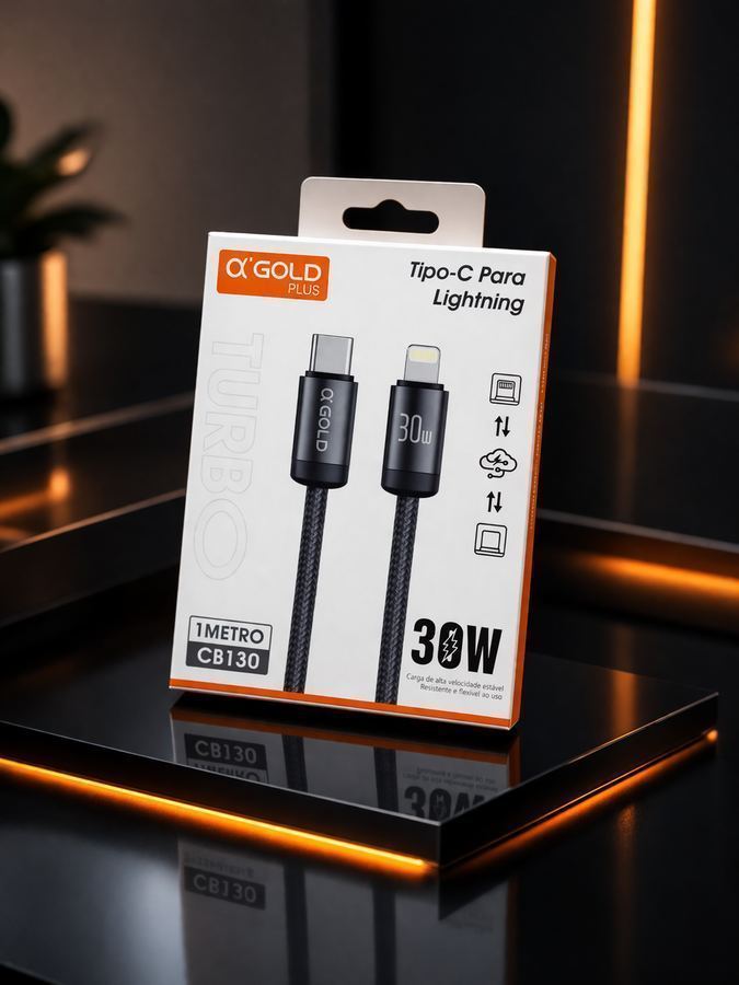 Cabo USB-C para Lightning 30W (1 metro) – αGold Plus