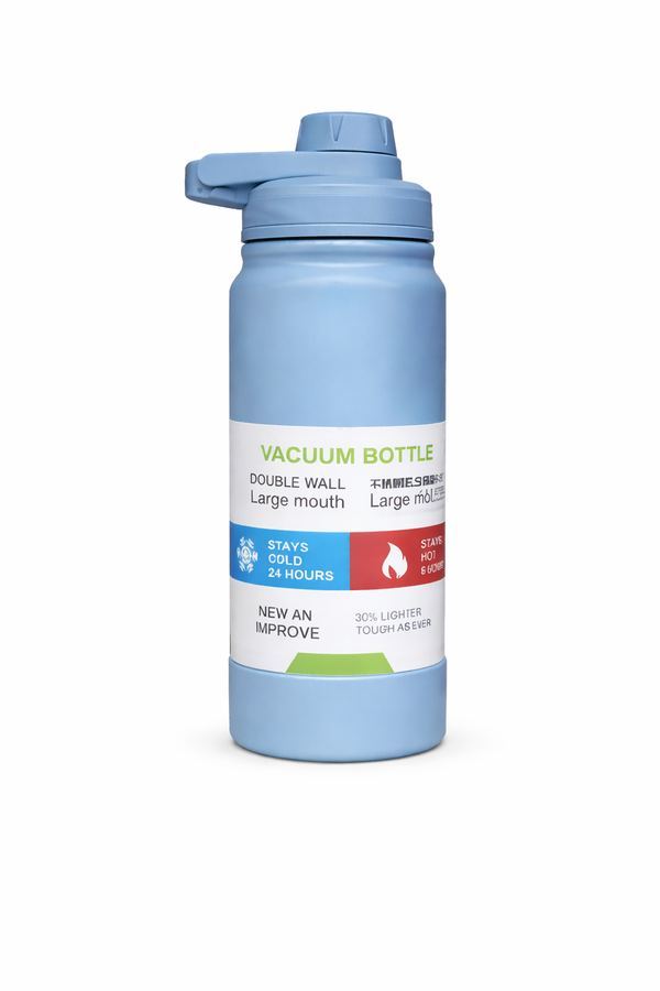 Garrafa Térmica 600ml Aço Inox Vácuo com Protetor de Silicone.