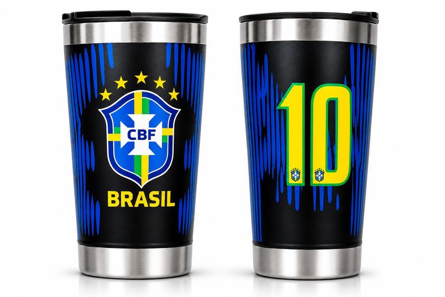Copo Térmico Inox Seleção Brasil 470ml - Camisa 10