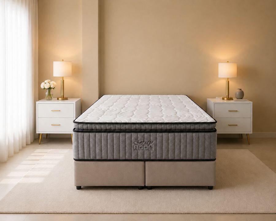 conjunto Box Gray (Queen/ Medidas 158x198)