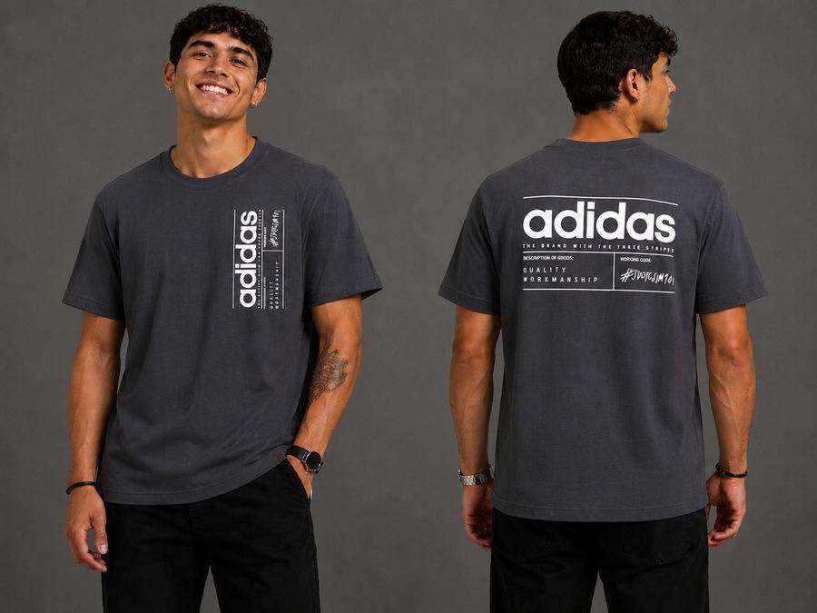 Camiseta Masculina Oversized Adidas Chumbo