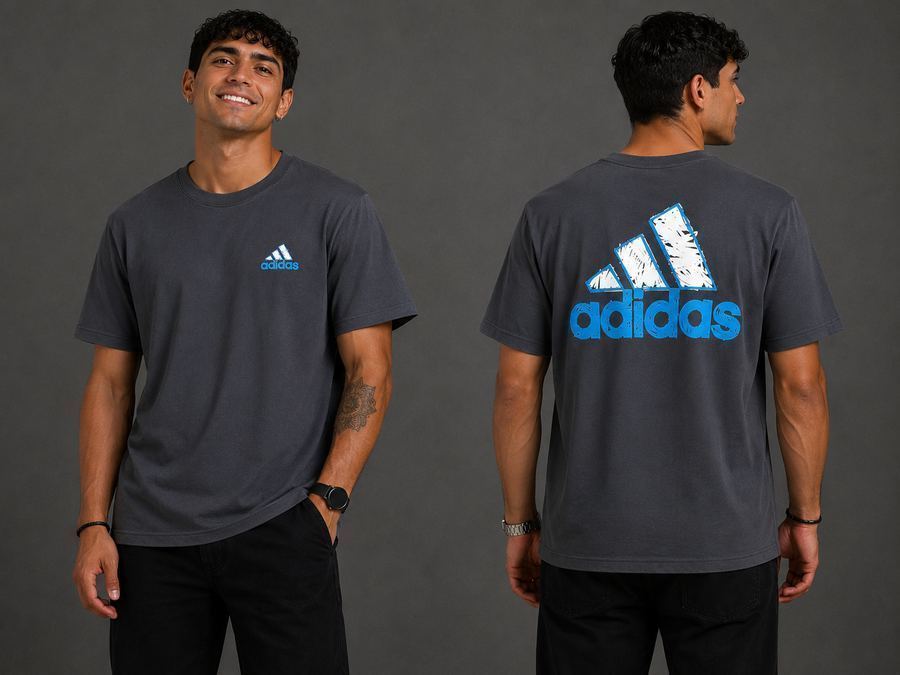 Camiseta Masculina Oversized Adidas cinza chumbo