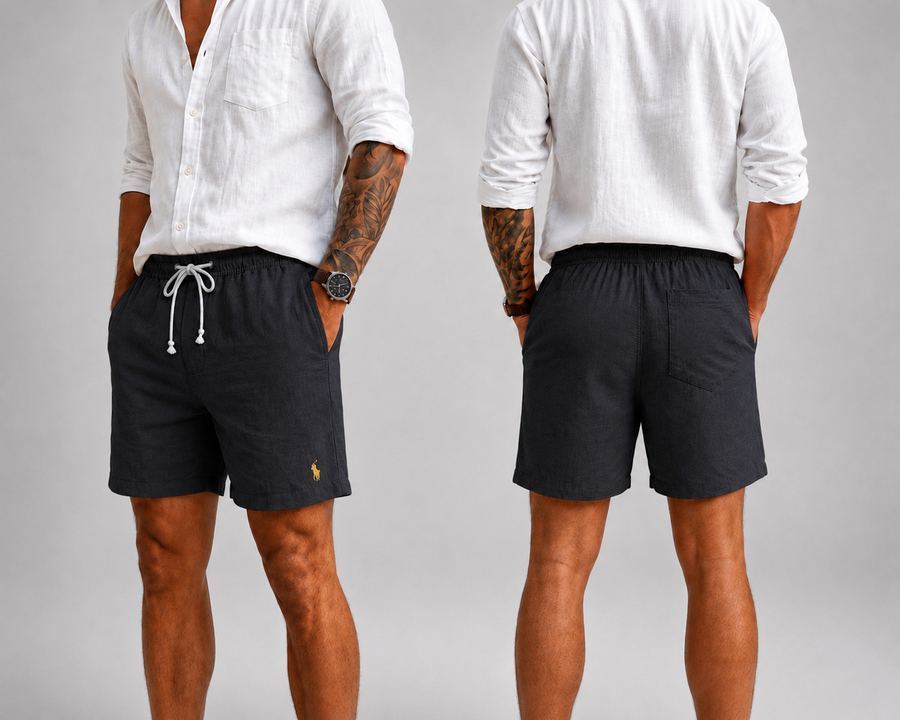 Short em Linho Preto