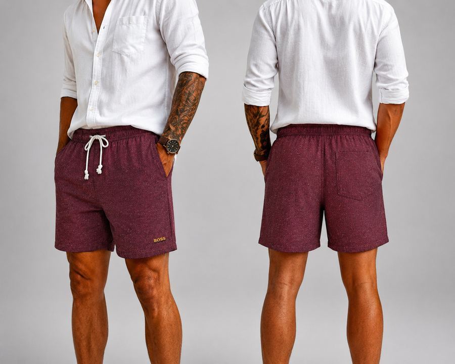 Short em Linho Vinho