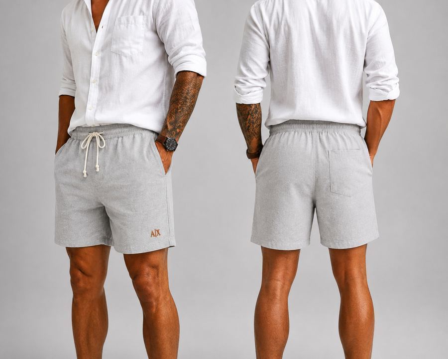 Short em Linho Cinza Claro