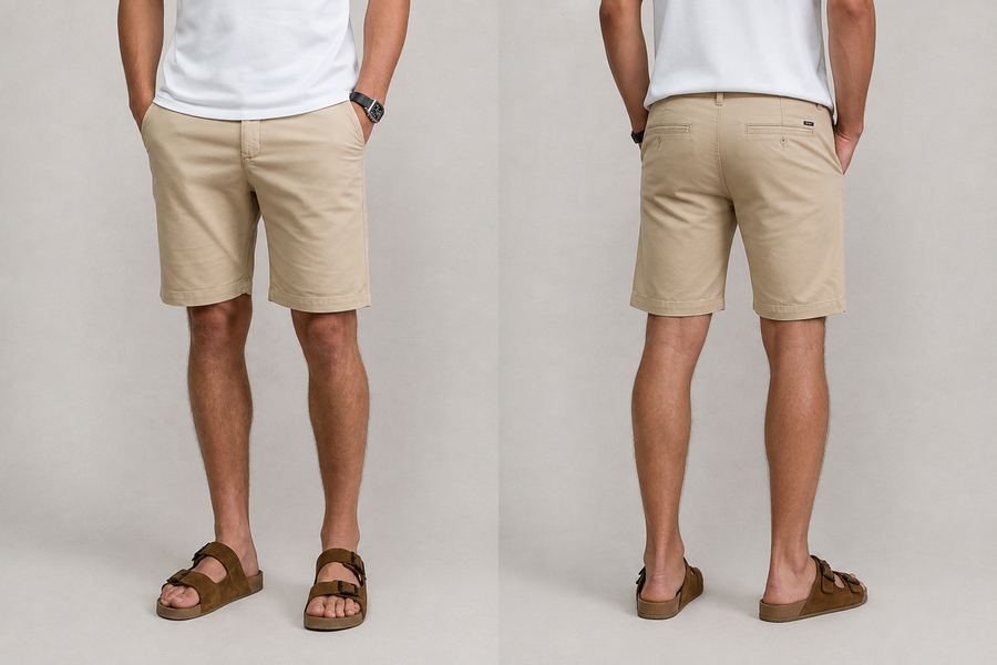 Short em Alfaiataria Brin Bege