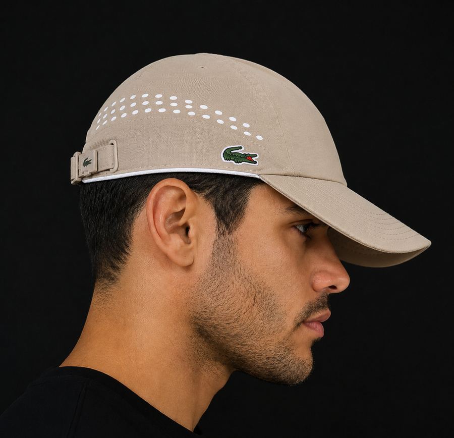 Boné Lacoste (Bege, Detalhe em pontinhos Branco)
