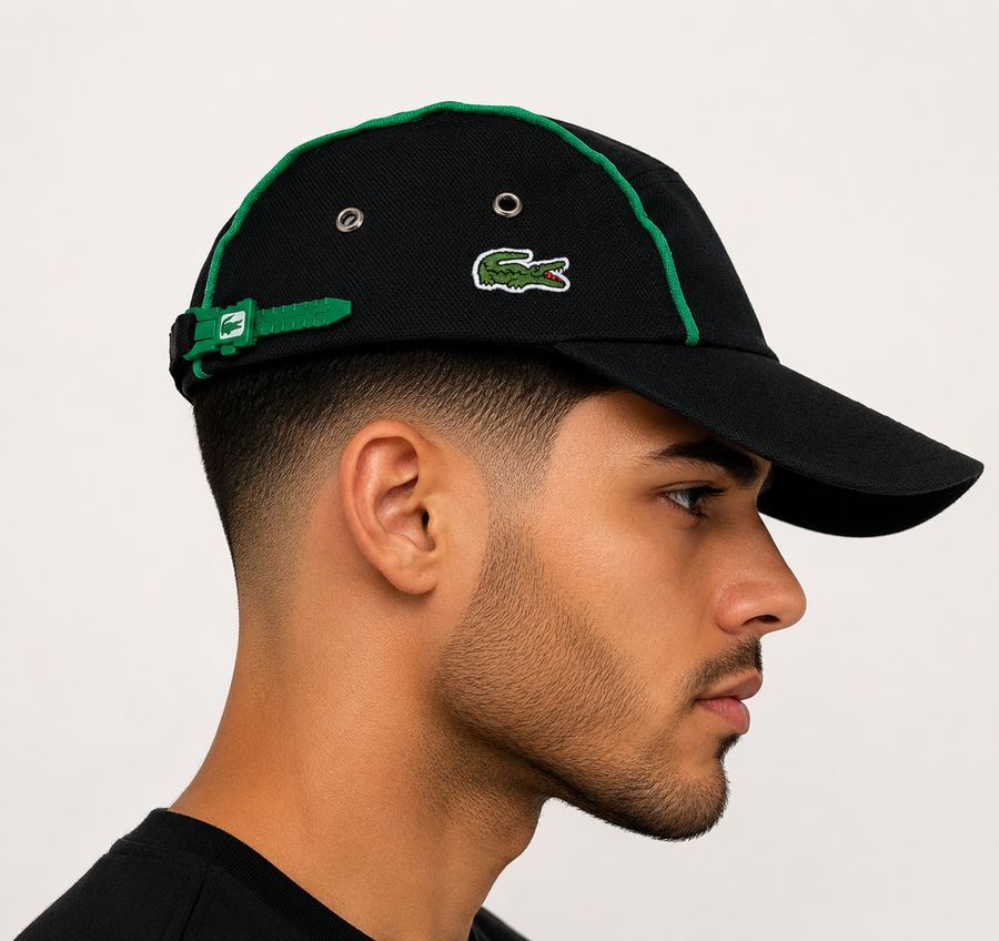 Boné Lacoste (Preto e lista Verde)