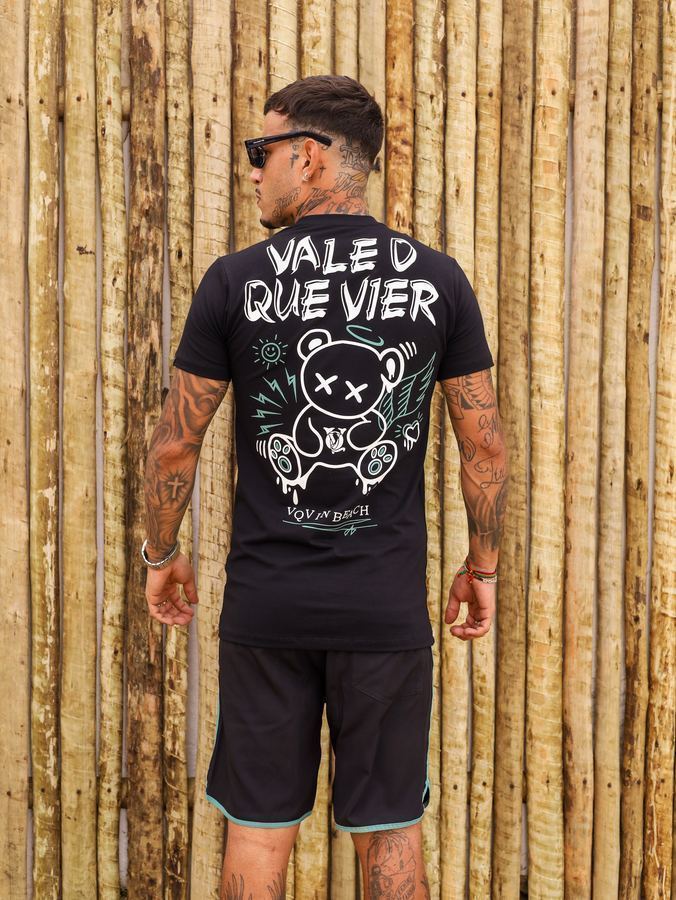 Camisa Long Preta Urso