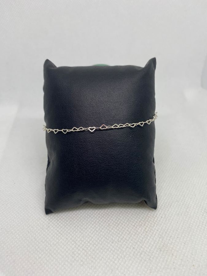 Pulseira Prata 925 Feminina Corações Vazados Delicada