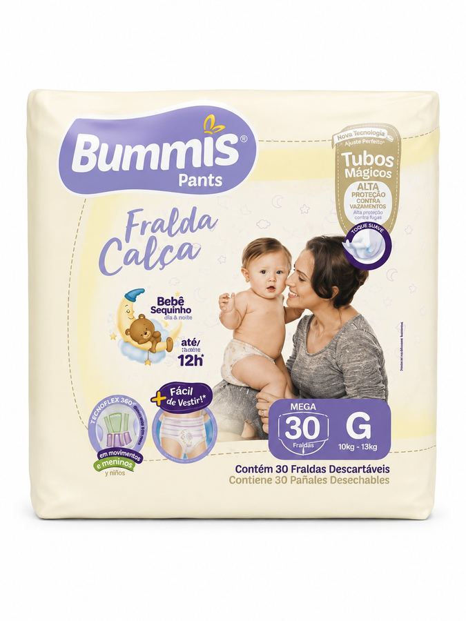 Fralda Calça Bummis Pants Tamanho G com 30 Unidades - Até 12h Seco Fácil de Vestir