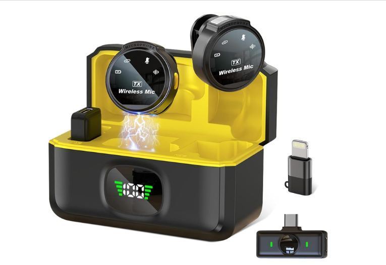Microfone de Lapela Sem Fio OnPrime HSM-3007 – Áudio Profissional com Hi-Res e Case Carregador