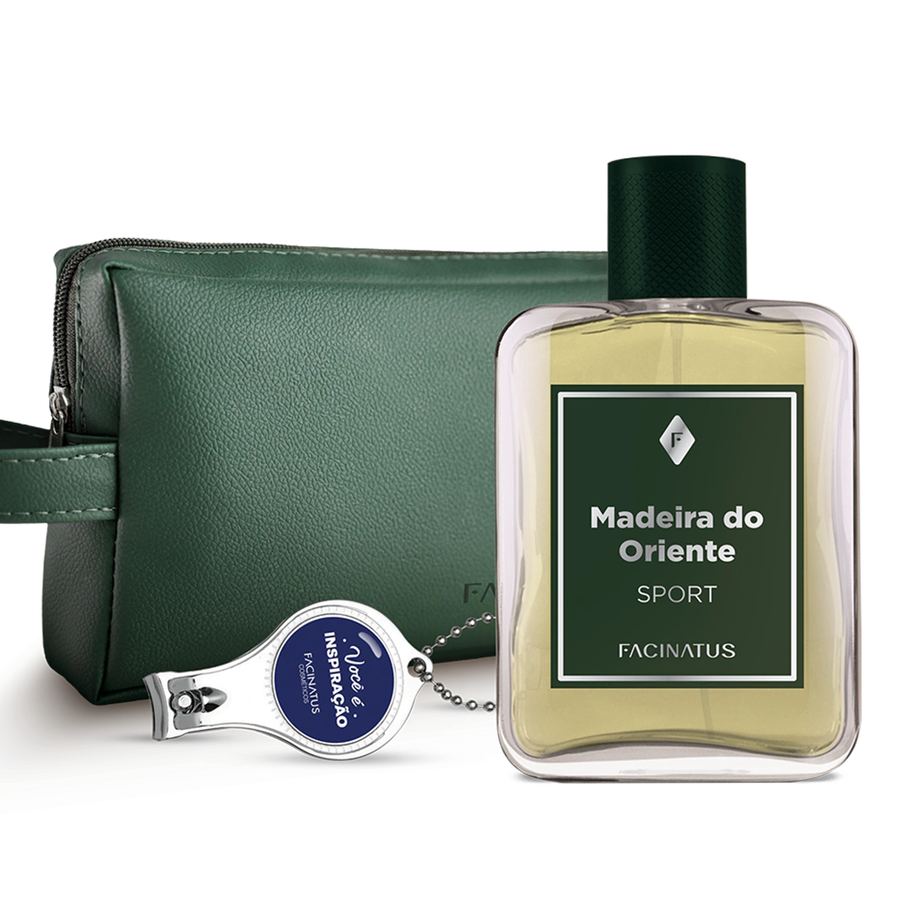 KIT MADEIRA DO ORIENTE SPORT MASCULINO (COLONIA + NECESSAIRE MASCULINA + CHAVEIRO)
