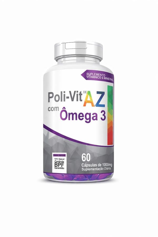Poli-Vit de A a Z com Ômega 3 – 60 Cápsulas de 1000mg