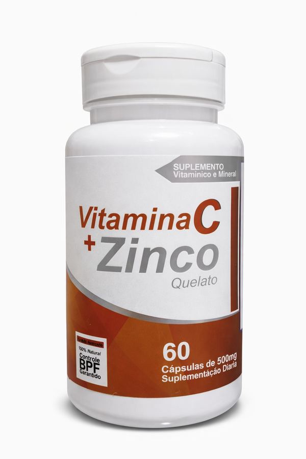 Vitamina C + Zinco Quelato – 60 Cápsulas (500mg)