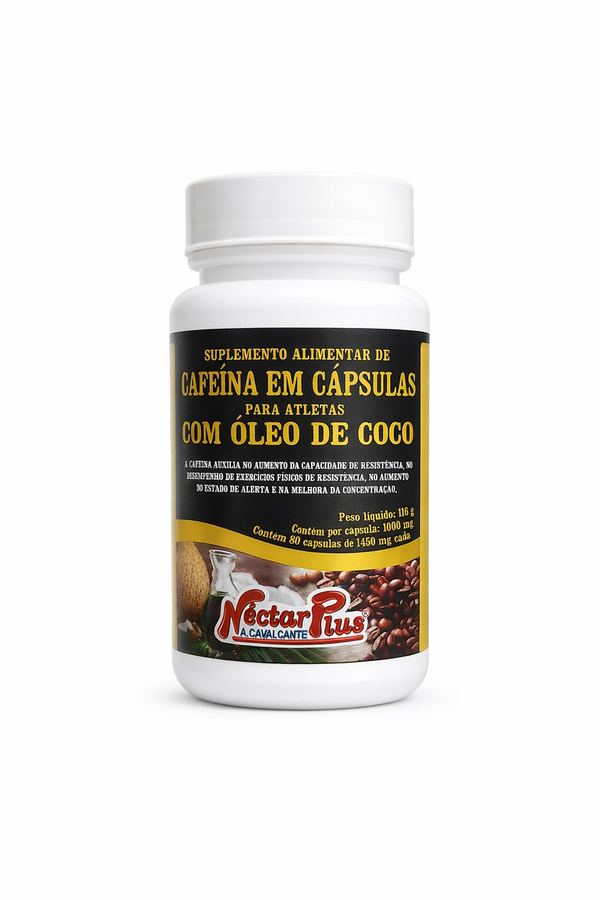 Cafeína com Óleo de Coco – 80 Cápsulas (1450mg)