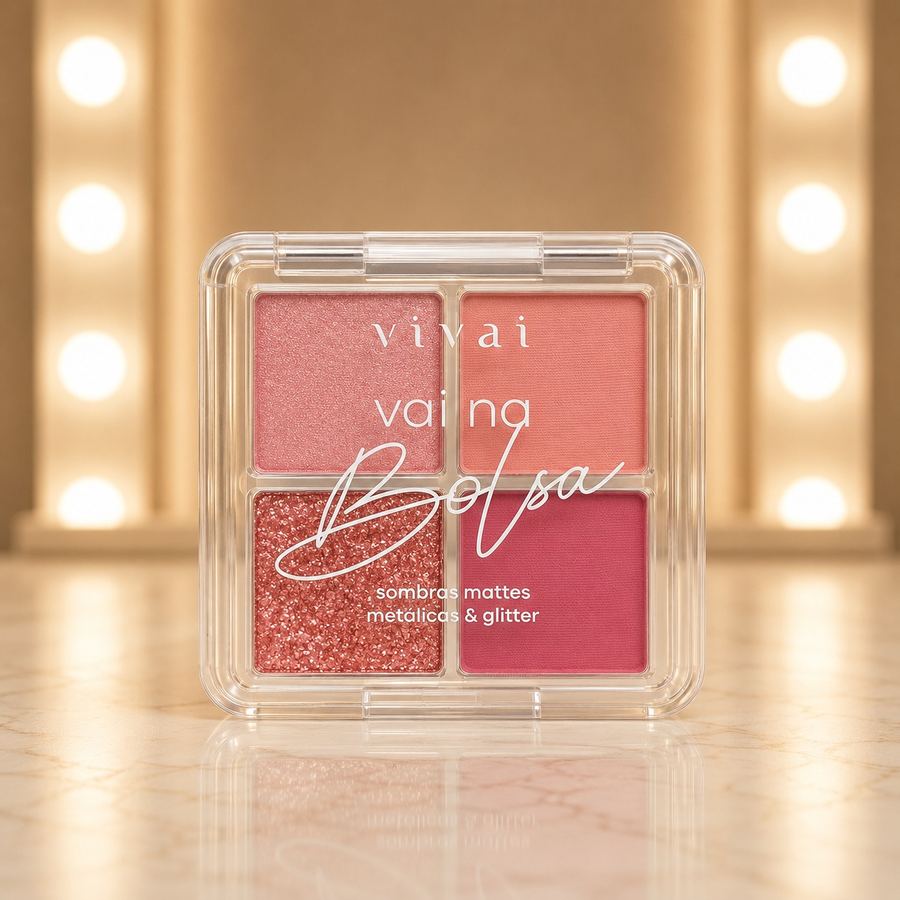 Paleta de Sombras Vivai Vai na Bolsa – Quatro Cores (Mattes, Metálicas & Glitter)