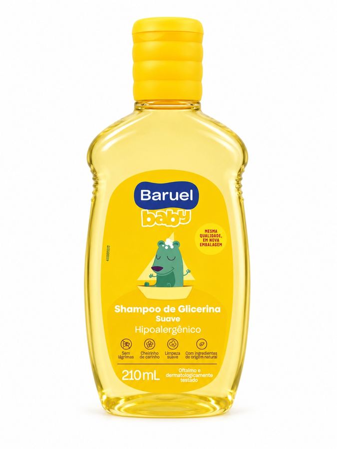 Shampoo Infantil Baruel Baby Glicerina Suave 210ml - Hipoalergênico Sem Lágrimas