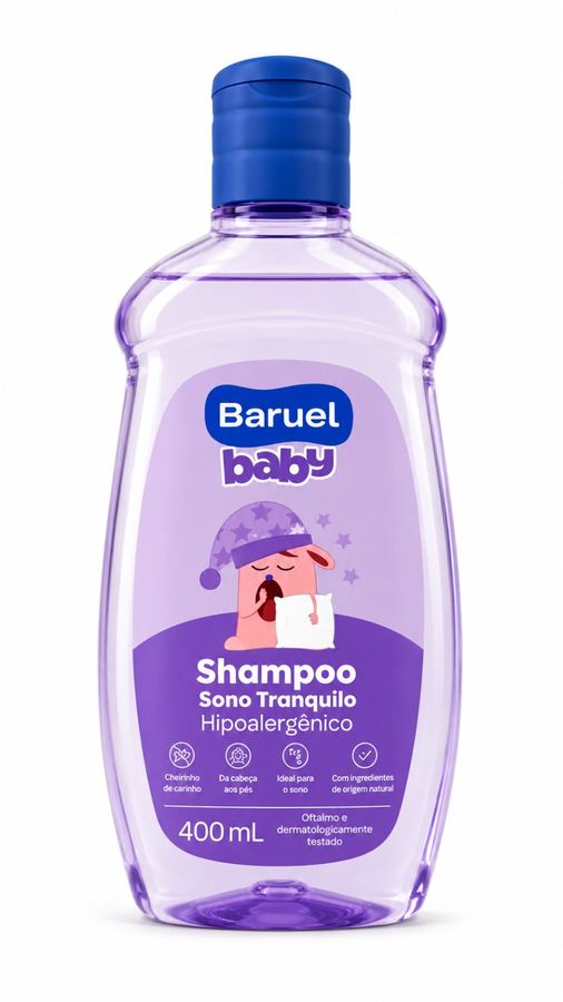Shampoo Infantil Baruel Baby Sono Tranquilo 400mL - Hipoalergênico Sem Lágrimas