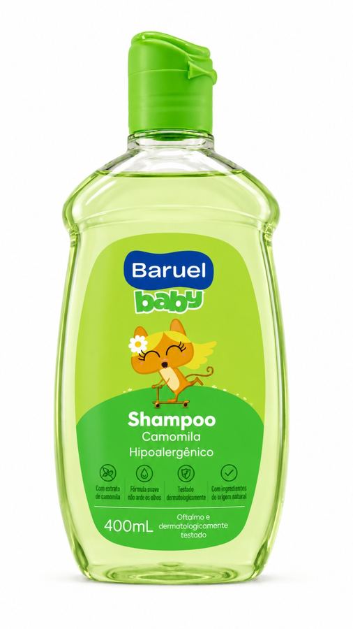 Shampoo Infantil Baruel Baby Camomila 210mL - Hipoalergênico Sem Lágrimas Realça o Brilho