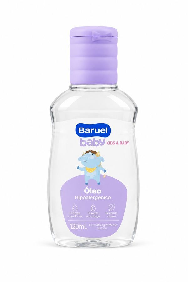 Óleo Infantil Baruel Baby Hipoalergênico 120mL - Para Massagem e Limpeza Delicada