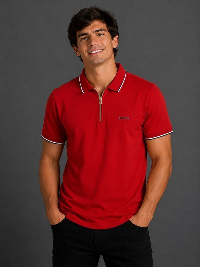 Camisa polo Boss com zíper