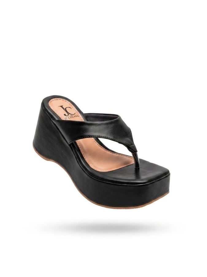 Tamanco Feminino Anabela Plataforma Preto de Dedo