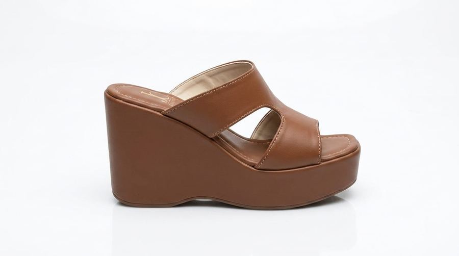 Tamanco Feminino Anabela Plataforma Caramelo