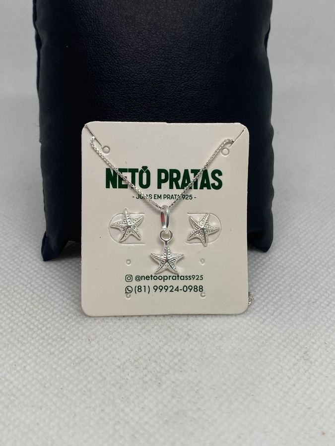 Conjunto Estrela-do-Mar em Prata 925 – Colar + Brincos