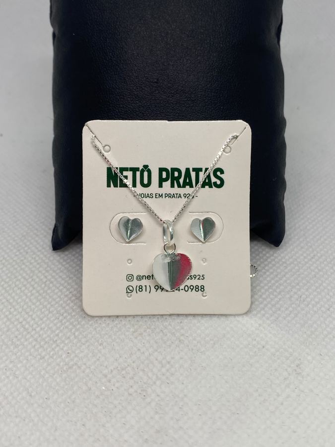 Conjunto Coração em Prata 925 – Colar com Pingente + Brincos