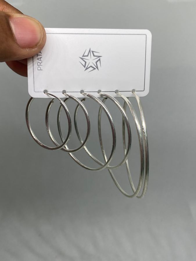 Kit 3 Pares de Argolas Grandes em Prata – Tamanhos Variados