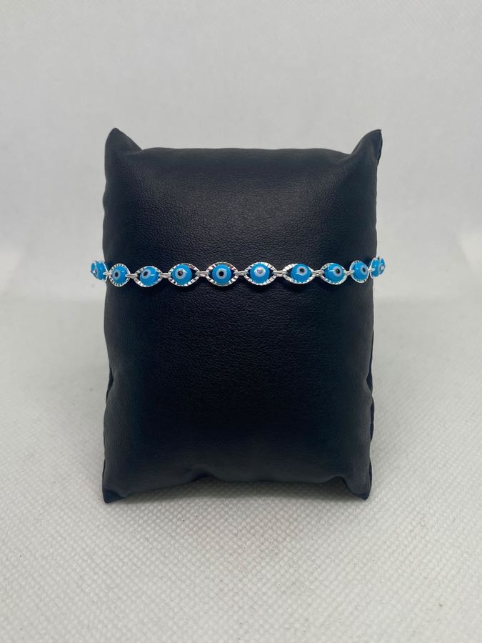 Pulseira Olho Grego Azul em Prata – Amuleto de Proteção