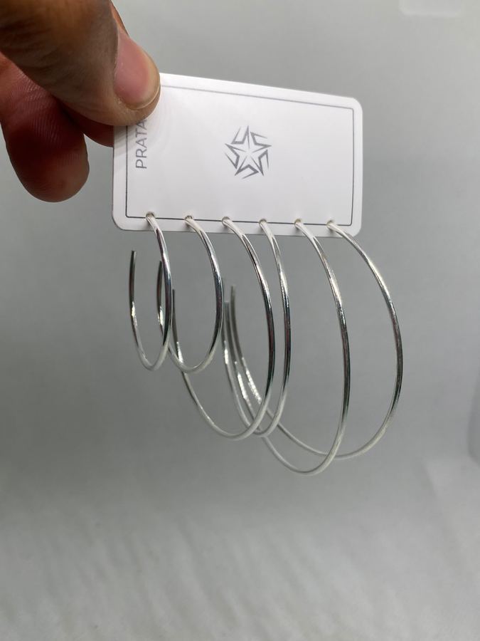Kit 3 Pares de Argolas Clássicas em Prata – Tamanhos Variados