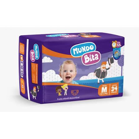 Fralda Descartável Mundo Bita - Tamanho M 34 unidades